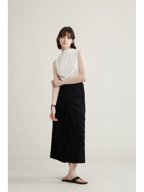 SONDERS design model two colors irregular deconstruction cross-layer cloth slit commuting mid-length skirt