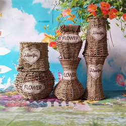 Natural Water Grass Woven Vase, Creative Woven Willow Vine Vase, Dried Flower Arrangement Device, Simulated Vase, Home Flower Arrangement Device