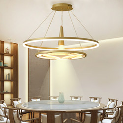 New Chinese-Style Round Chandelier, Light Luxury Dining Room, Hotel Private Room with Spotlight Ring, Dining Table, Hotel Led Decorative Lighting Fixtures