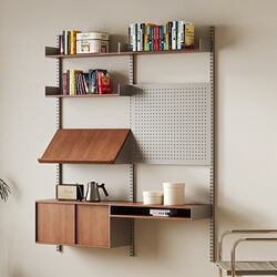 Vitsoe System Storage Rack Wall Pegboard Shelf Solid Wood Multi-Layer Board Mid-Century Style Wall-Mounted Bookshelf