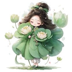 New Cute Lotus Ancient-Style Fairy Car Electric Vehicle Body Scratch Cover-Up Sticker Waterproof and Sun-Proof Car Sticker