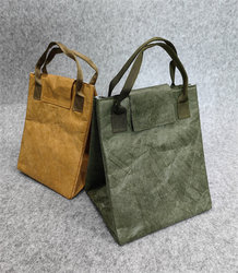 Solid Color Simple Waterproof Oil-Resistant Lunch Box Bag, Insulated Bag, Bento Bag, Lunch Bag, Tyvek Paper Kraft Paper Bag, Tote Bag