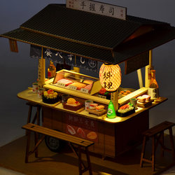 DIY Hut Japanese Ramen Sushi Restaurant Food Toy Miniature Scene Model 3D Stereo Puzzle Assembly Handmade Gift