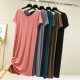 
Modal V-neck long dress summer thin slit short-sleeved T-shirt skirt loose home nightgown large size casual skirt