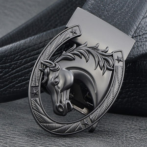 
Belt men's genuine leather 2026 zodiac horse automatic buckle belt light luxury fashion trend business floral leather trouser belt