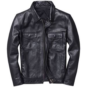 Cowhide pattern is really good. Leather jacket for young men, short style, men's lapel, men's leather jacket, Korean version, slim fit, single leather jacket, trendy