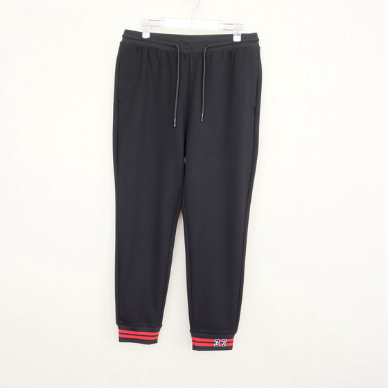 La Xia PT counter with cabinet genuine men's clothing autumn and winter high-end thick sports and casual nine-point guard pants 2A2627 black
