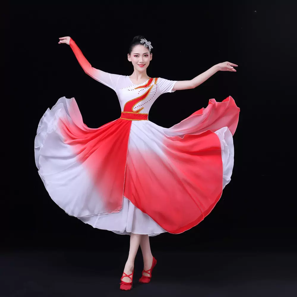 古典舞演出服女飘逸中国风民族伞舞现代扇子舞合唱团