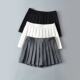 2023 autumn TB ultra-short pleated skirt short front and long back anti-exposure high waist slimming A-line half-body short skirt for women
