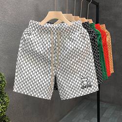 Light Luxury Casual Shorts for Men, Summer High-End Pants, Fashionable Versatile Five-Point Shorts, Men's Beach Straight-Leg Shorts