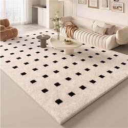 Cream-Style Living Room Carpet, High-End Light Luxury French Imitation Cashmere Sofa Coffee Table Rug, Bedroom Bedside Rug, Thickened Floor Mat