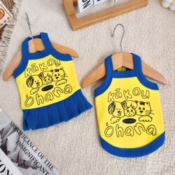 Dog Clothes Spring Thin Style Cute Cartoon Velvet Sling Cat Teddy Bichon Small and Medium-Sized Dog Pet Clothing