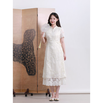 
Xia Dada big size women's clothing New Chinese style high-end Chinese style fashionable temperament elegant slim slim dress