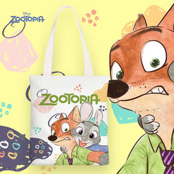 Zootopia Cartoon Cute Children's Canvas Bag Shoulder Bag Junior High School Student Tutoring Bag Class Tote Bag