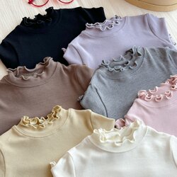 Baby Girl's Autumn Clothes, Stylish and Versatile T-Shirt, Basic Lace Collar Bottoming Shirt, Fashionable Autumn Top for Girls