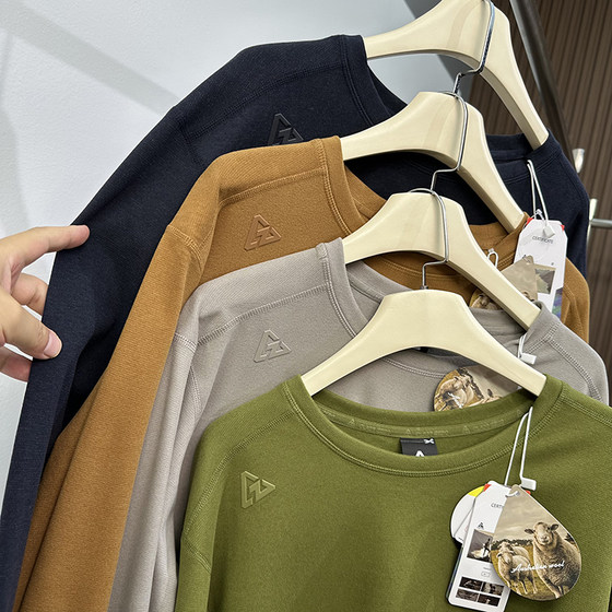 
Replacement Spring and Autumn Couple Casual Sports Warm Bottoming Shirt Modal Wool Long Sleeve T-Shirt Round Neck Sweatshirt