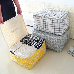 Large Zippered Foldable Moisture-Proof Clothing Canvas Quilt Storage Bag Moving Storage Bag Storage Box Organizer Box