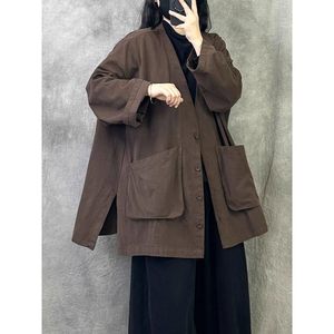 
Extra large size 300*0.5kg European retro v-neck windbreaker jacket for men and women in autumn and winter casual loose slimming high-end tops