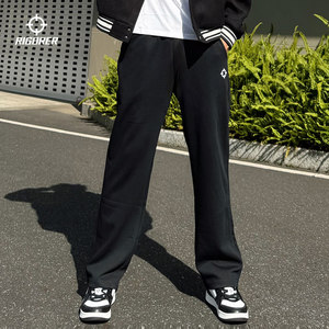 
The accurate straight-leg loose sports trousers spring new men's casual running basketball black knitted breathable sweatpants