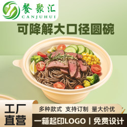 Round Disposable Biodegradable Corn Starch Lunch Box Takeaway Commercial Packaging Box Conical Bowl 1000ml Microwaveable