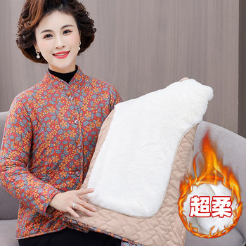 Middle-aged and elderly women's colorful velvet cotton coats plus velvet