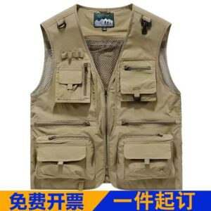 
Men's multi-pocket vest vest custom printed logo work clothes loose outdoor fishing photographer vest
