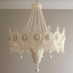 Pearl Chandelier, French Retro Simple Living Room Decorative Lamp, Light Luxury Style, High-End, Warm, Romantic, Artistic Hall Lamp