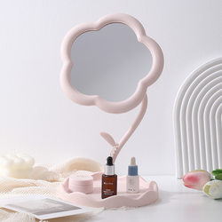 Dressing Table Makeup Mirror Desktop Sunflower-Shaped Mirror Trendy High-End Vanity Mirror Beauty Mirror Portable