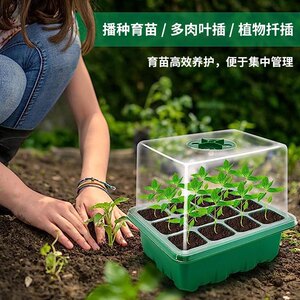 Three -piece set of polynuts and breeding pots to cultivate breeding box moisturizing and breeding seedlings, 12 -hole plastic breeding box lid