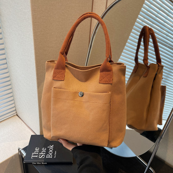 
New canvas bag, Japanese and Korean style tote bag, women's portable fabric bag, small cloth bag, women's bag, lunch box bag, mommy bag