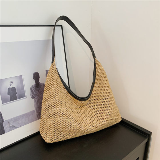 
Internet celebrity Korean ins retro woven tote bag straw bag large capacity armpit bag shoulder bag beach bag women's bag