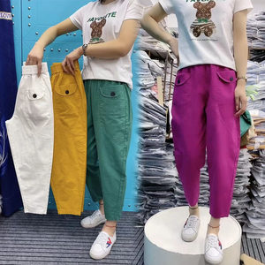 Cotton and linen nine-point pants for women, thin spring and summer 2026 new linen harem pants for small feet, slim and versatile carrot pants