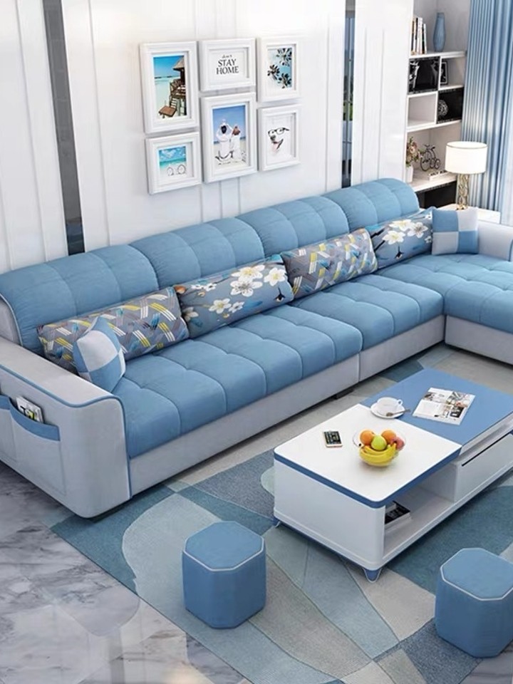 全友家私皮布沙发现代时尚布艺沙发组合