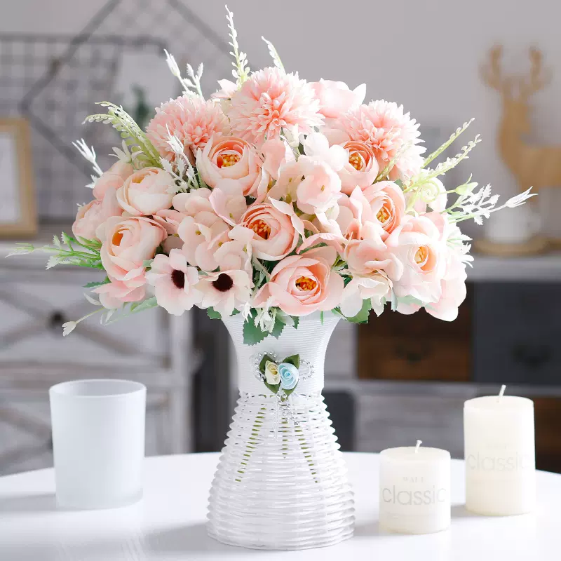 装饰品茶几上的装饰摆件花桌面摆设餐厅小型盆花假花桌