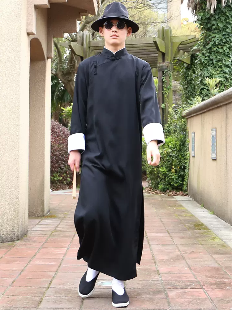 上海滩民国风长衫大褂学生唐装长袍中式男装伴郎服相声演出服套装