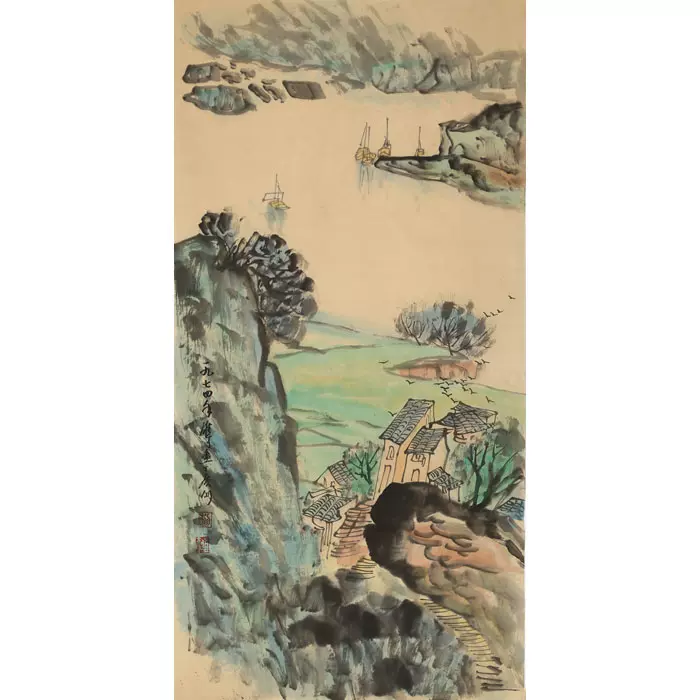 黎雄才山水字画纯手绘名家国画三尺岭南画派名人古玩书画作品收藏-Taobao Malaysia