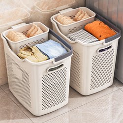 Dirty Clothes Basket, Household Dirty Clothes Storage Bin, Large Capacity, Bathroom Toilet Laundry Basket, Partitioned Clothes Organizer