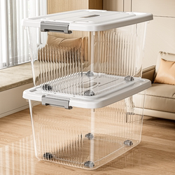 Portable Transparent Storage Box for Clothes, Toys, Household Books, Tools, and Miscellaneous Items; Plastic Desktop Organizer Box