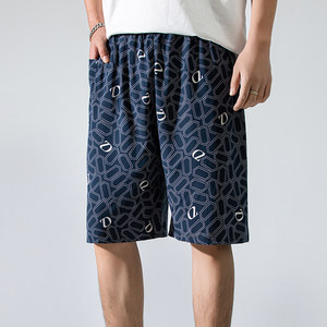 Cotton silk pajama pants for men's summer thin artificial cotton shorts, oversized beach pants, loose cropped pants for outdoor wear, home pants