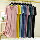 Modal short-sleeved dress for women summer casual home nightgown solid color a-line skirt large size loose long skirt