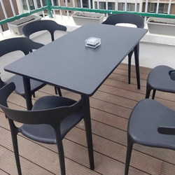 Internet-Famous Outdoor Dining Table and Chair Set, Carbon Steel Rectangular Table, Open-Air Restaurant, Bar, Milk Tea Shop, Outdoor Balcony Commercial Use
