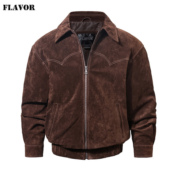 
2024 autumn new genuine leather leather jacket for men Haining leather jacket thin single American style retro casual leather jacket