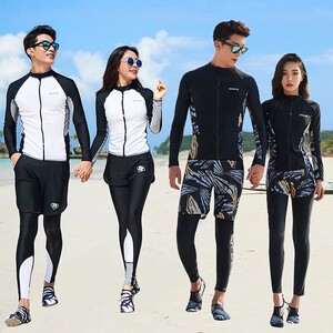 Wetsuit women's long-sleeved two-piece couple's trousers sun protection quick dry dry surfing swimsuit suit snorkeling suit water