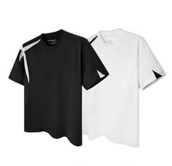 No Logo Black and White Spliced Moisture-Wicking Quick-Drying Short-Sleeved Football Jersey Fitness Outdoor Commuting T-Shirt