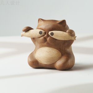 
Several people designed Maoyuyu solid wood moving license plate creative temporary parking plate healing small ornaments central control screen ornaments