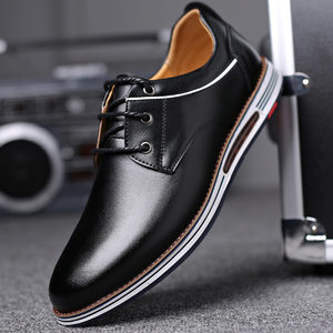
2025 Winter New Oren Casual Shoes Korean Style Lace-Up Genuine Leather Breathable Casual Leather Shoes Men's Trendy Men's Shoes
