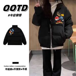 
American trendy brand handsome printed cotton-padded clothes autumn and winter men's and women's jackets new thickened couple's warm bread suit