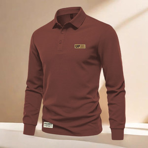 
American solid color lapel POLO shirt Spring and autumn new long-sleeved T-shirt men's retro casual versatile top T-shirt