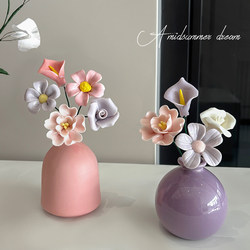 Jingdezhen Ceramic Small Bouquet Tabletop Ornaments Vase Artificial Flowers Housewarming Gift Living Room Home Decoration Finished Product