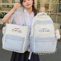 Fresh and Simple Schoolbag for Female Junior High School Students, Elementary School Students, Lightweight, High-Looking, College-Style, Large-Capacity High School Student Backpack for Women